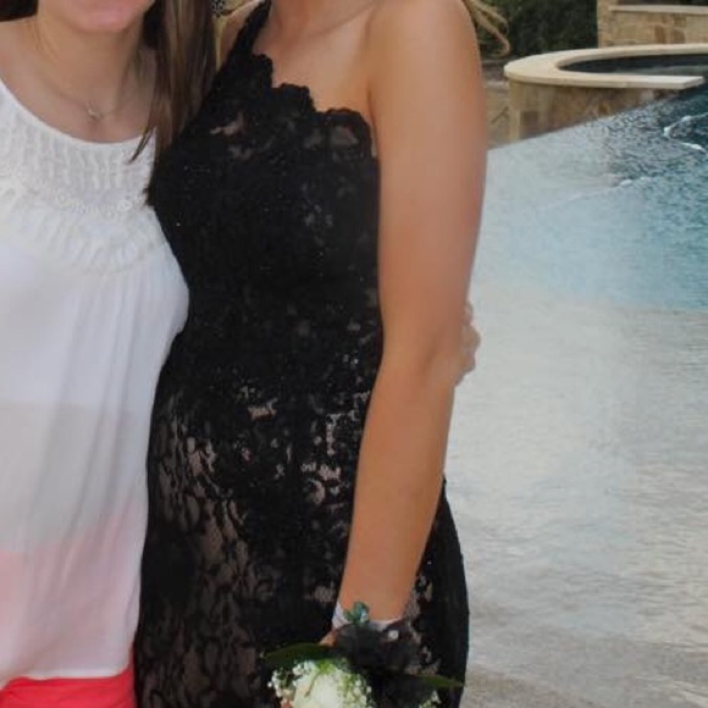 Black lace formal dress